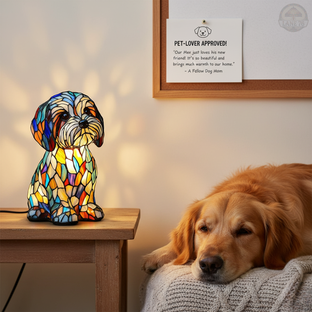 Mosaic Dog Lamp: Delight of Companionship - Lane 76 Sale