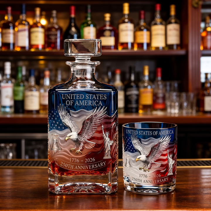 American Eagle 250th Anniversary Whiskey Decanter & Glass Set