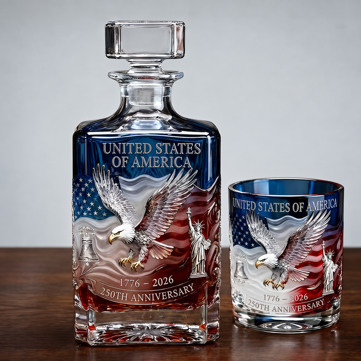 American Eagle 250th Anniversary Whiskey Decanter & Glass Set