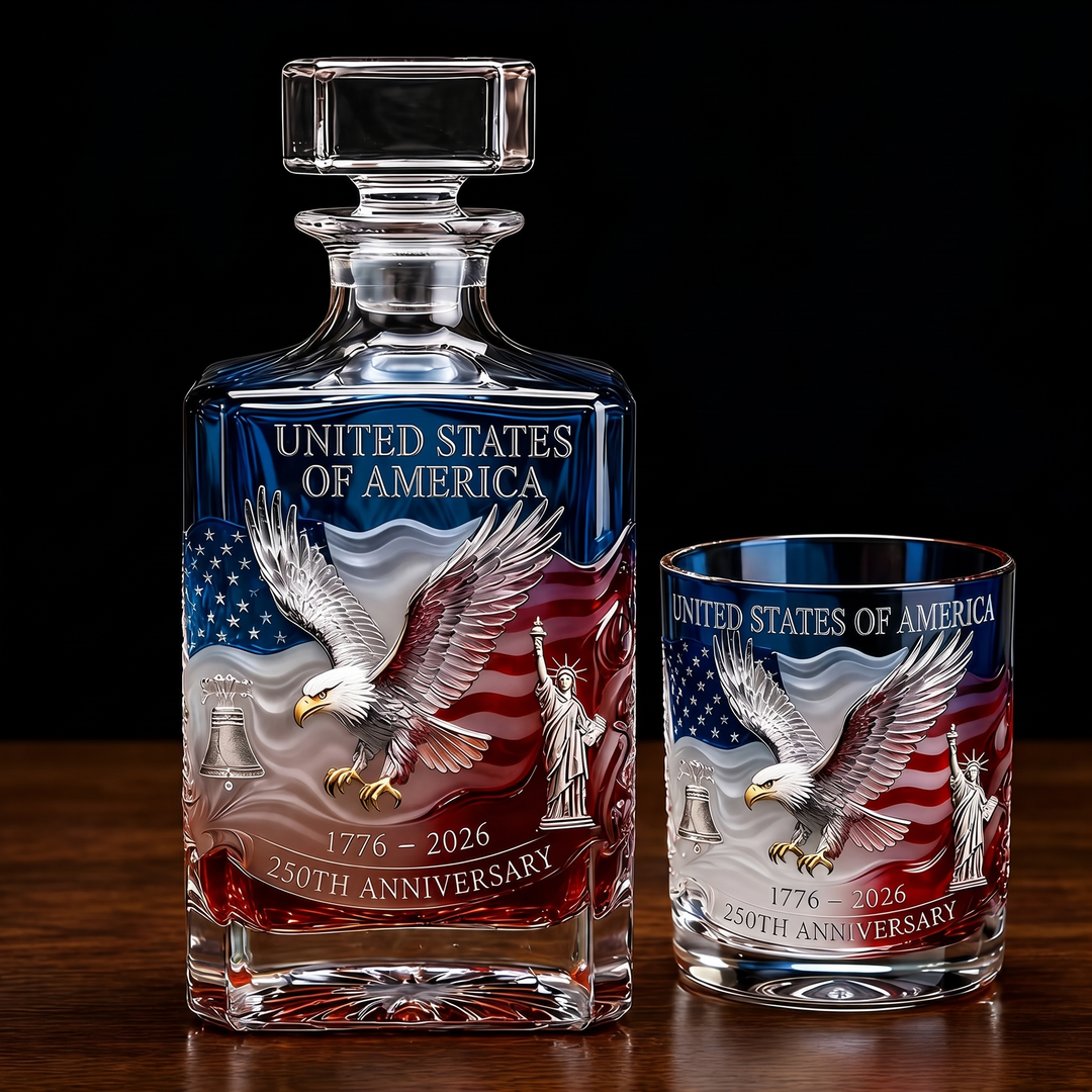 American Eagle 250th Anniversary Whiskey Decanter & Glass Set