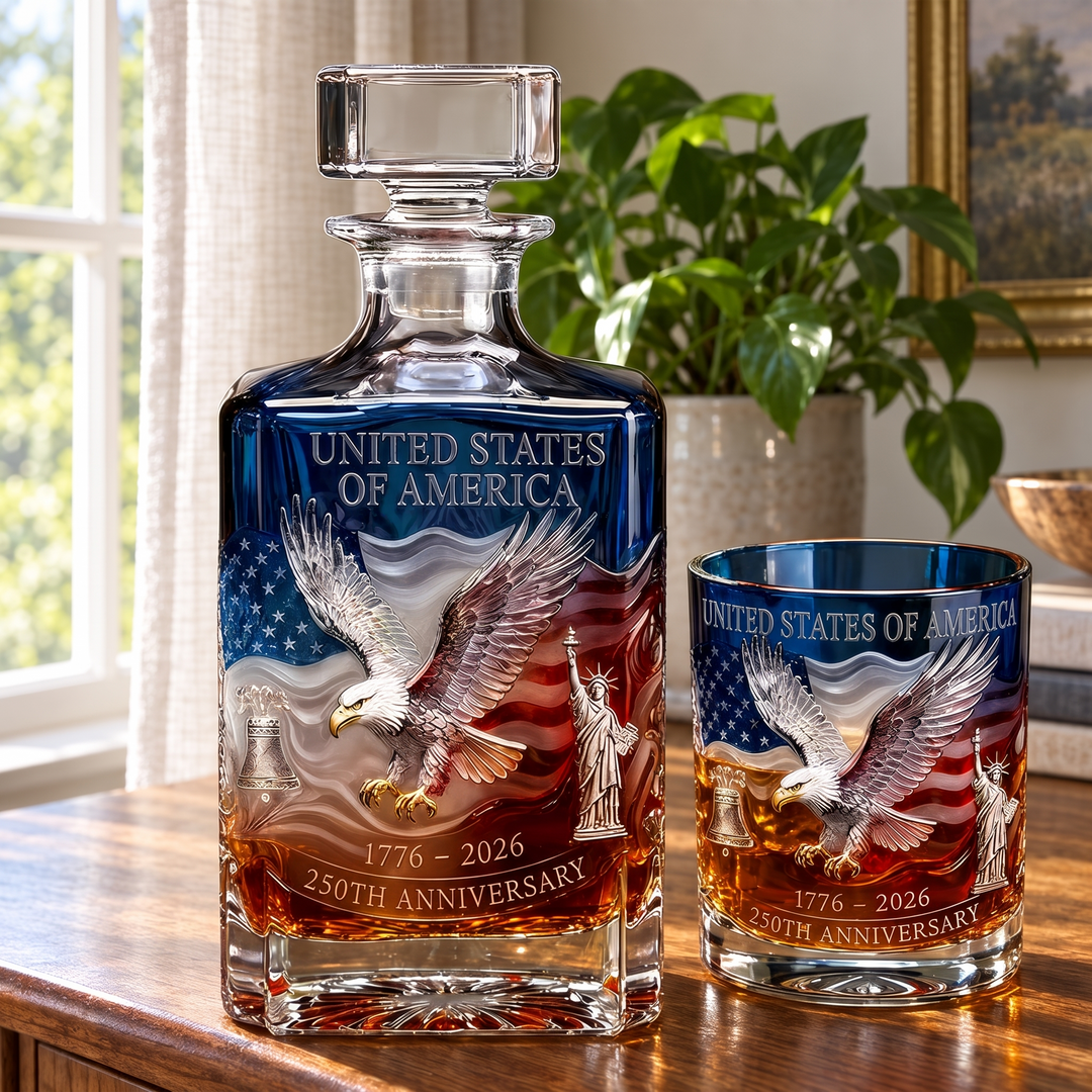 American Eagle 250th Anniversary Whiskey Decanter & Glass Set