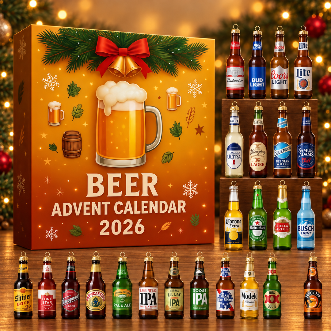 Beer Miniature Bottle Advent Calendar — product design and miniature decorative bottles.