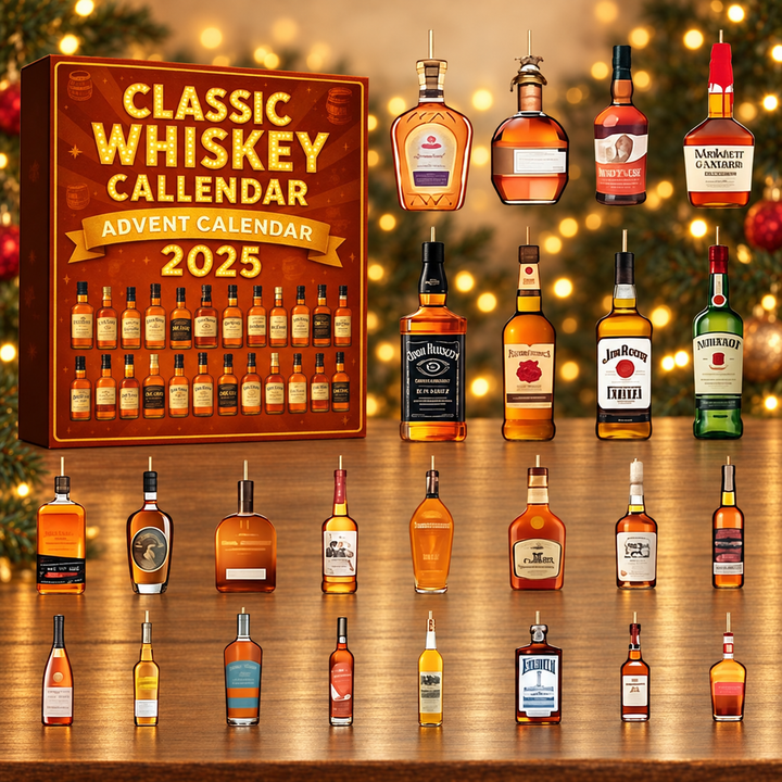Classic Whiskey Miniature Bottle Advent Calendar — product design and miniature decorative bottles.