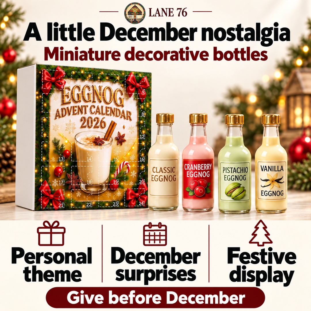 Lane 76 — miniature decorative bottle advent calendar, original product design and colors.