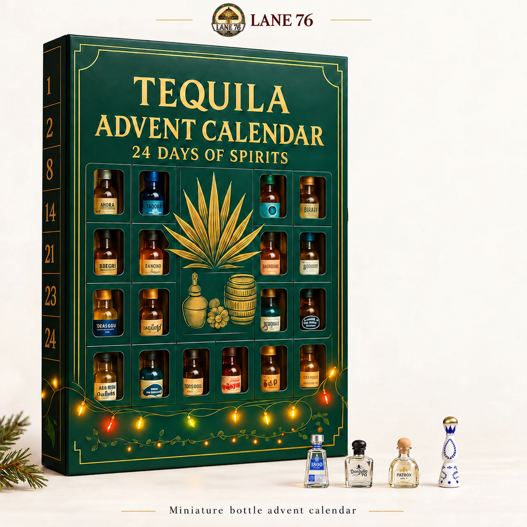 Lane 76 — miniature decorative bottle advent calendar, original product design and colors.