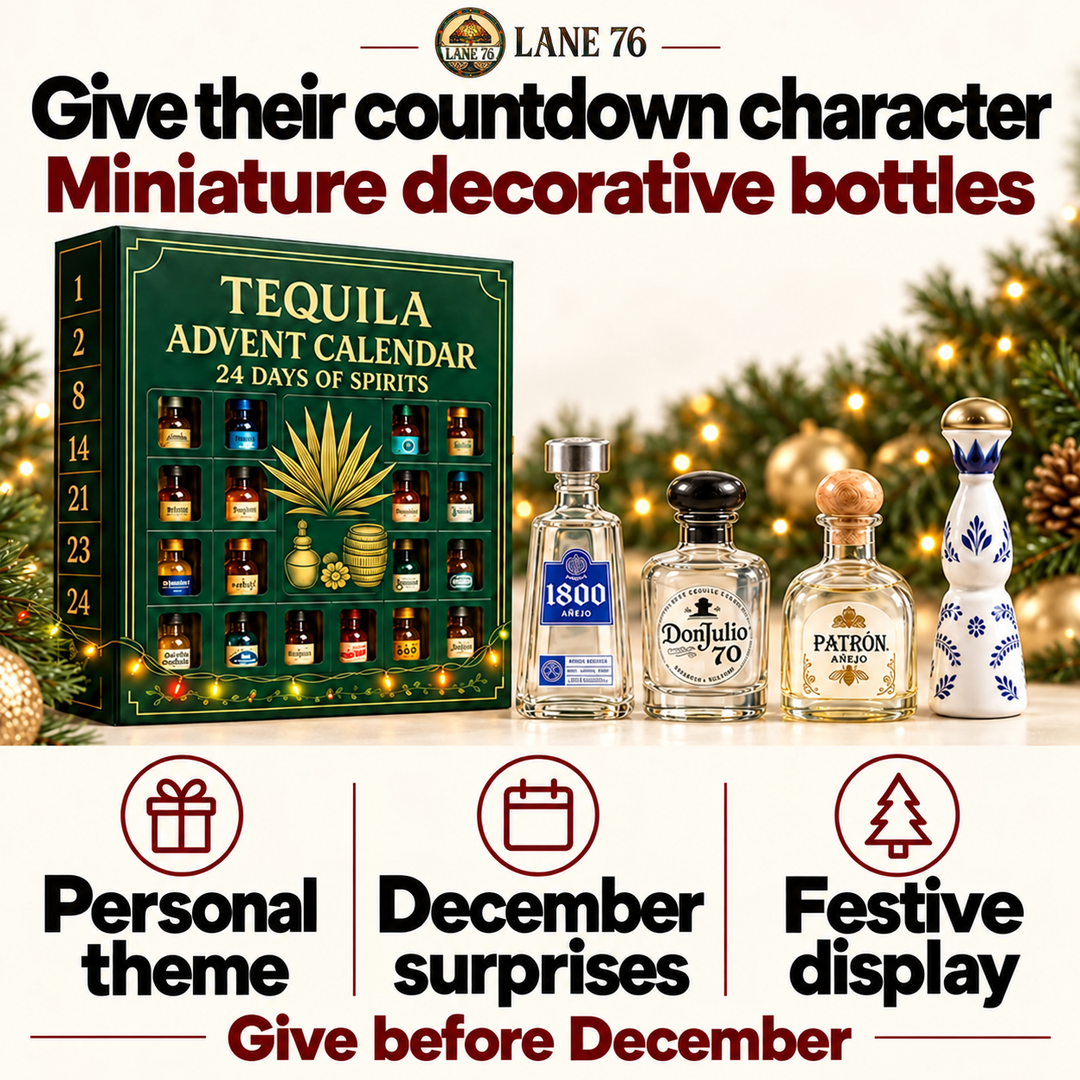 Lane 76 — miniature decorative bottle advent calendar, original product design and colors.