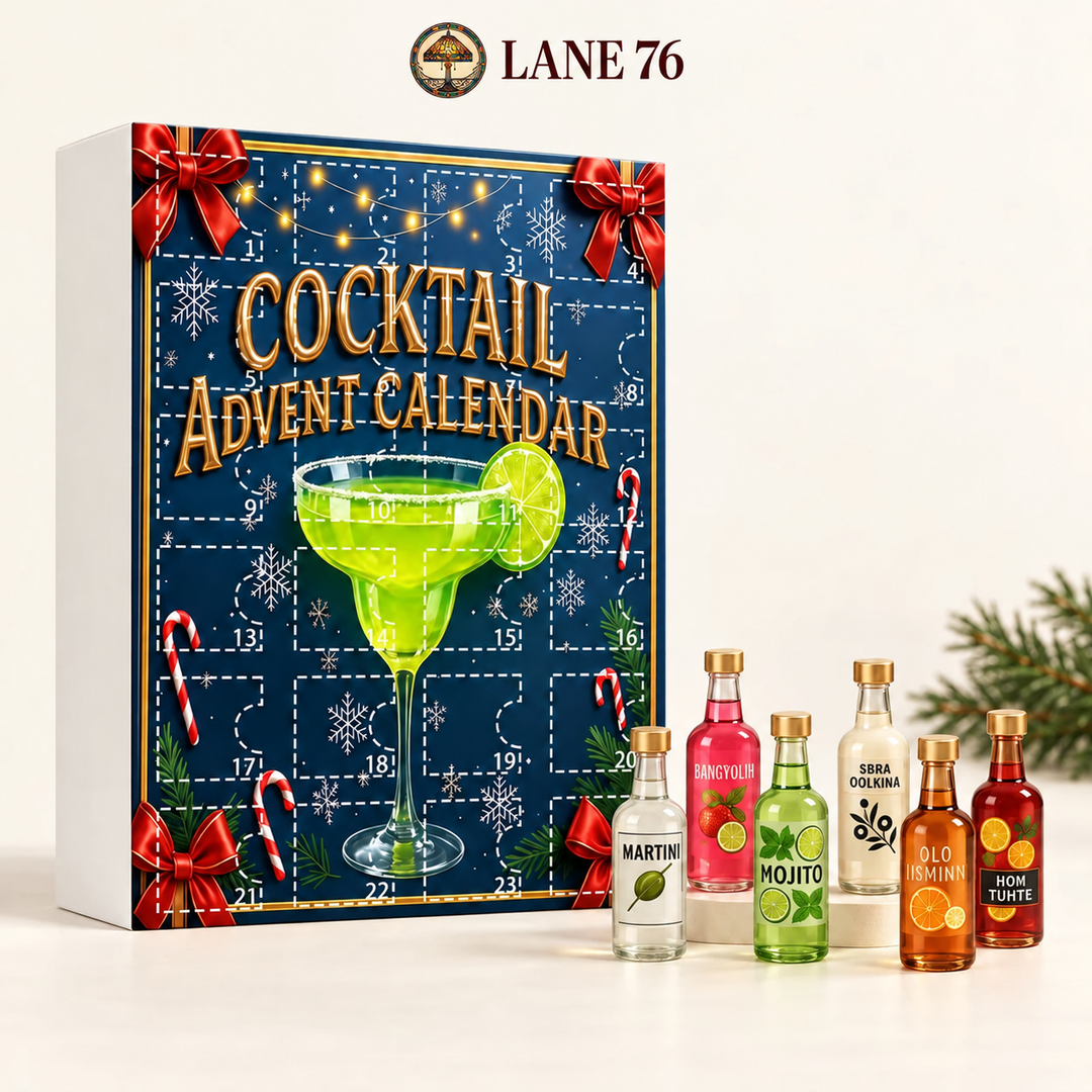 Lane 76 — miniature decorative bottle advent calendar, original product design and colors.