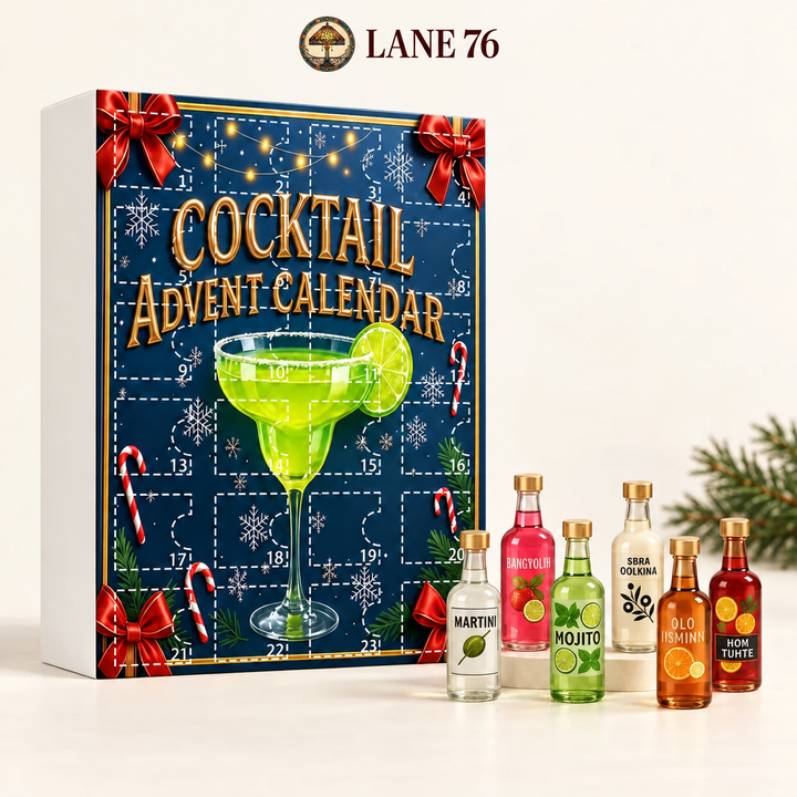 Lane 76 — miniature decorative bottle advent calendar, original product design and colors.