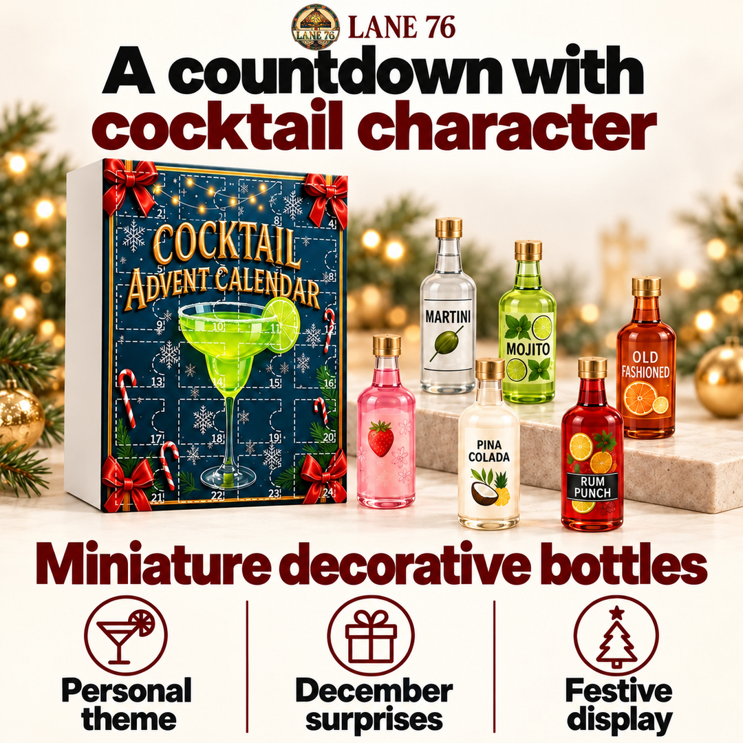 Lane 76 — miniature decorative bottle advent calendar, original product design and colors.