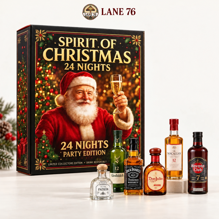 Lane 76 — miniature decorative bottle advent calendar, original product design and colors.