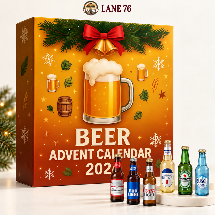 Lane 76 — miniature decorative bottle advent calendar, original product design and colors.