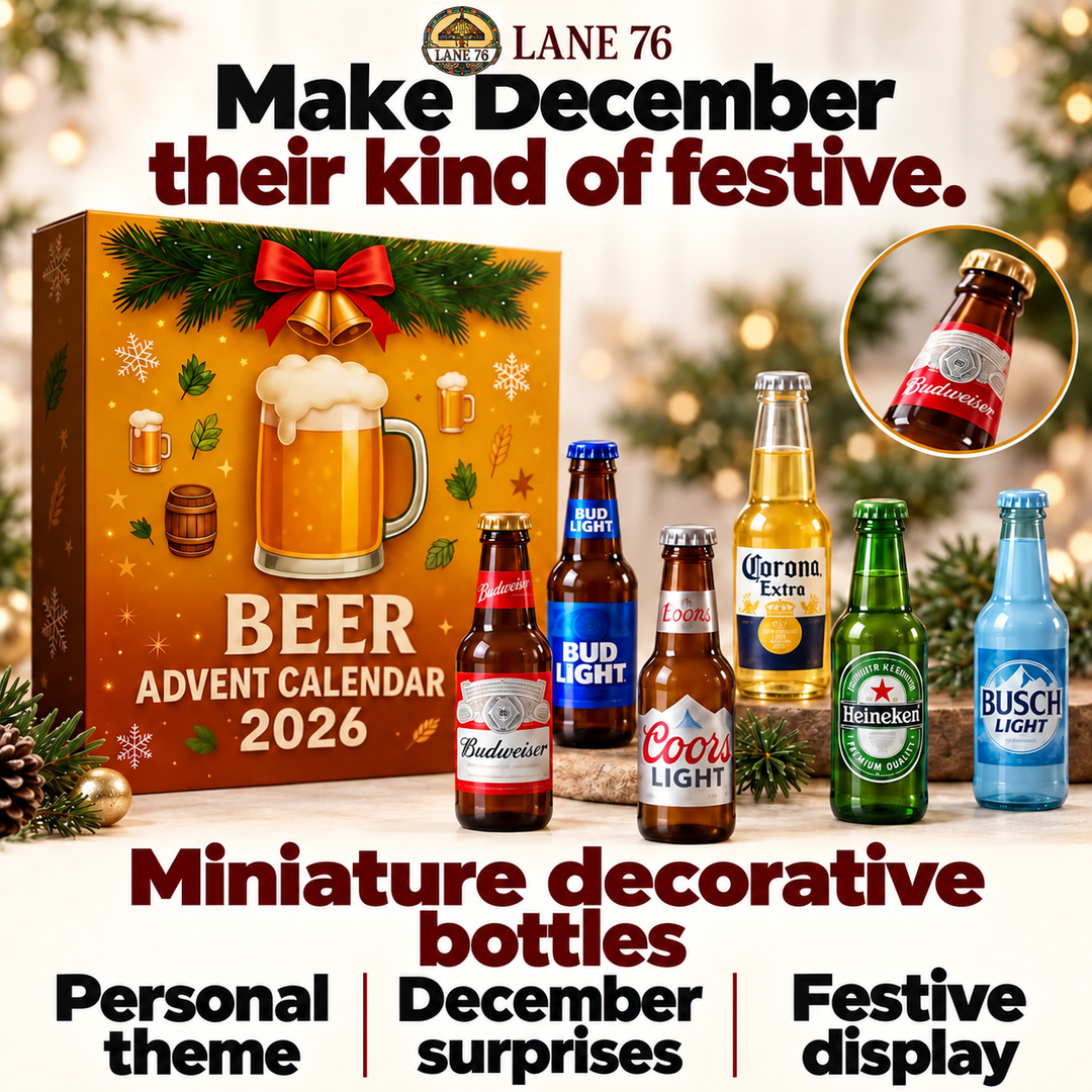 Lane 76 — miniature decorative bottle advent calendar, original product design and colors.