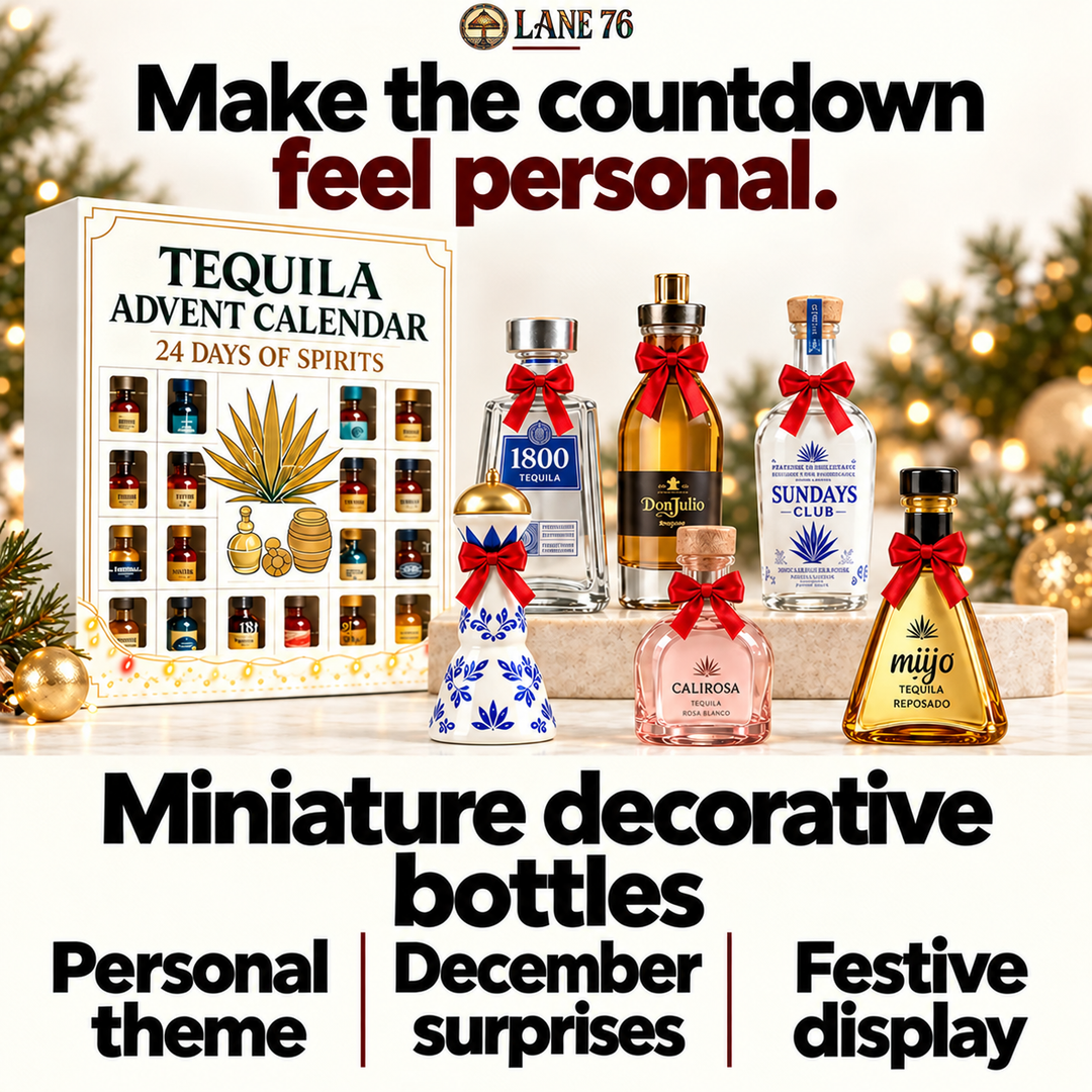 Lane 76 — miniature decorative bottle advent calendar, original product design and colors.