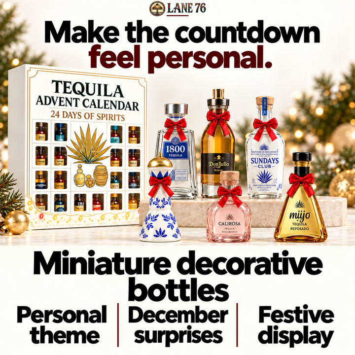 Lane 76 — miniature decorative bottle advent calendar, original product design and colors.