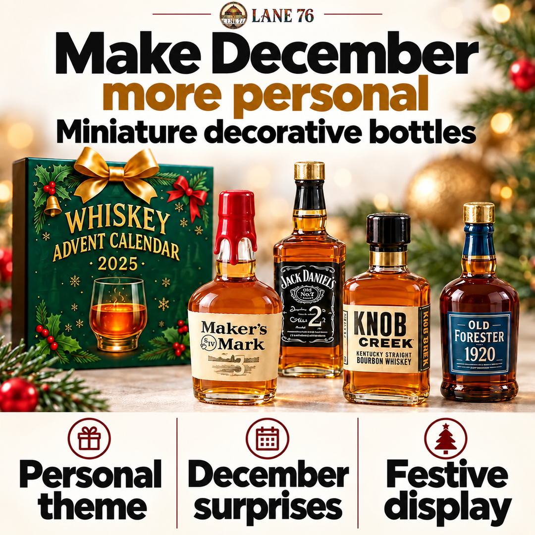 Lane 76 — miniature decorative bottle advent calendar, original product design and colors.