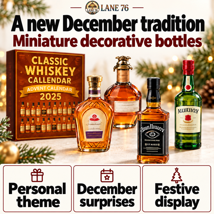 Lane 76 — miniature decorative bottle advent calendar, original product design and colors.