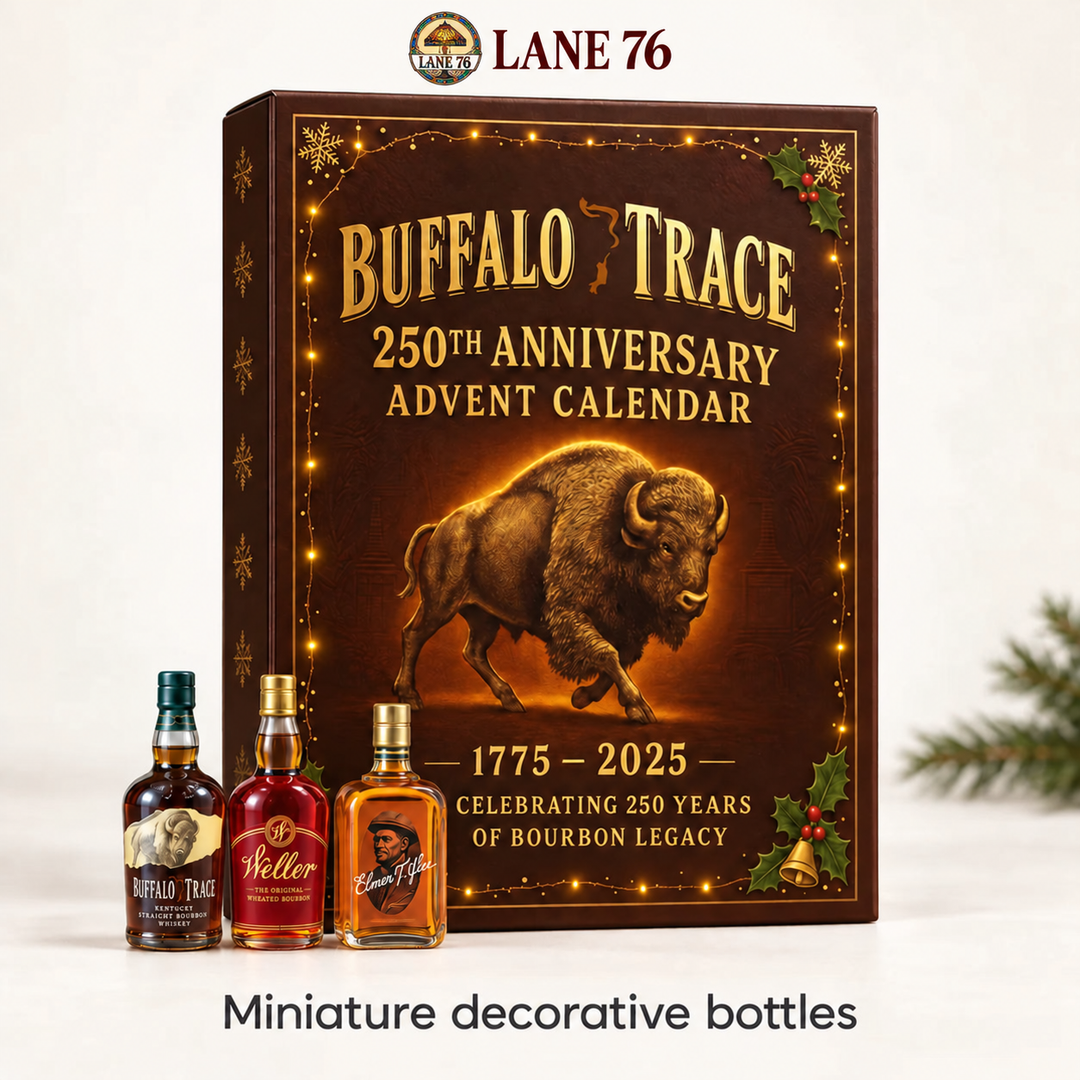 Lane 76 — miniature decorative bottle advent calendar, original product design and colors.