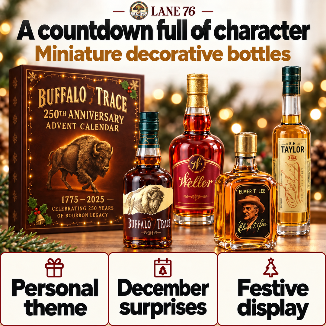 Lane 76 — miniature decorative bottle advent calendar, original product design and colors.