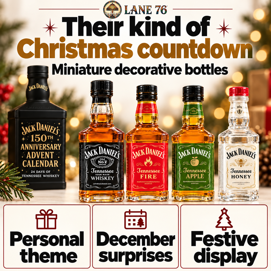 Lane 76 — miniature decorative bottle advent calendar, original product design and colors.