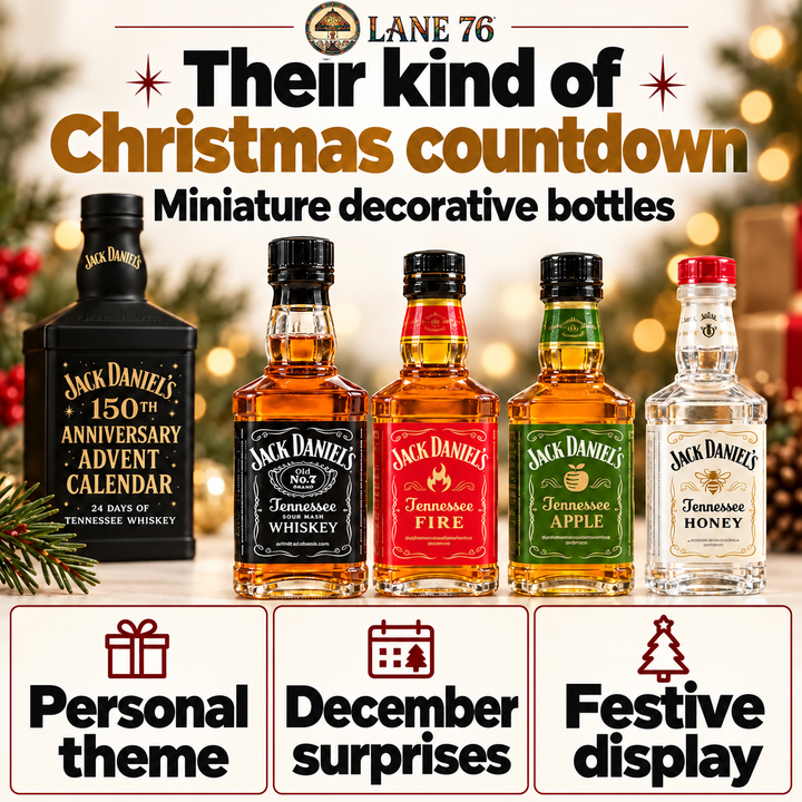 Lane 76 — miniature decorative bottle advent calendar, original product design and colors.