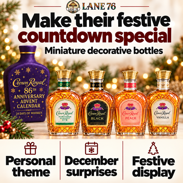 Lane 76 — miniature decorative bottle advent calendar, original product design and colors.