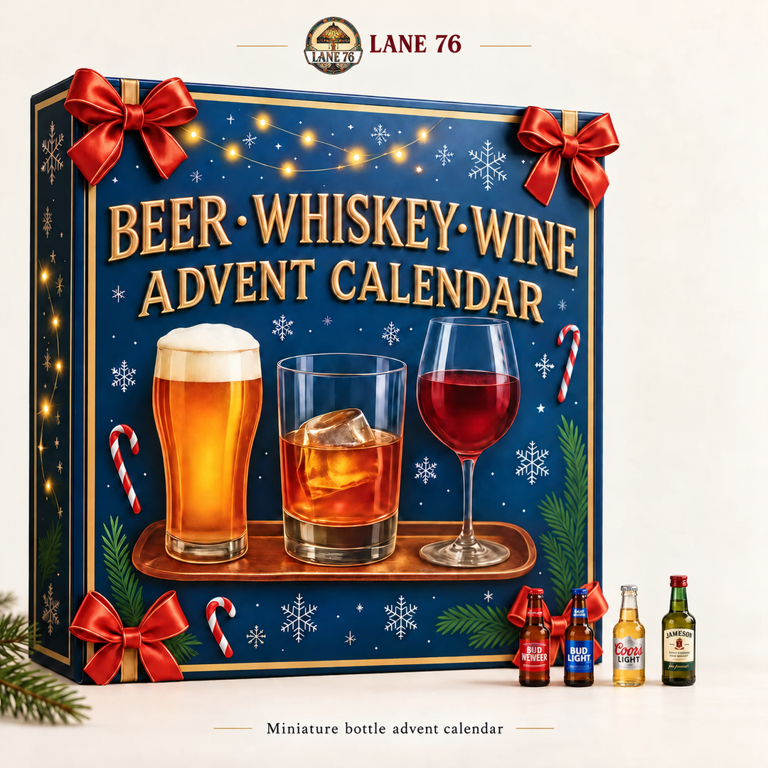 Lane 76 — miniature decorative bottle advent calendar, original product design and colors.
