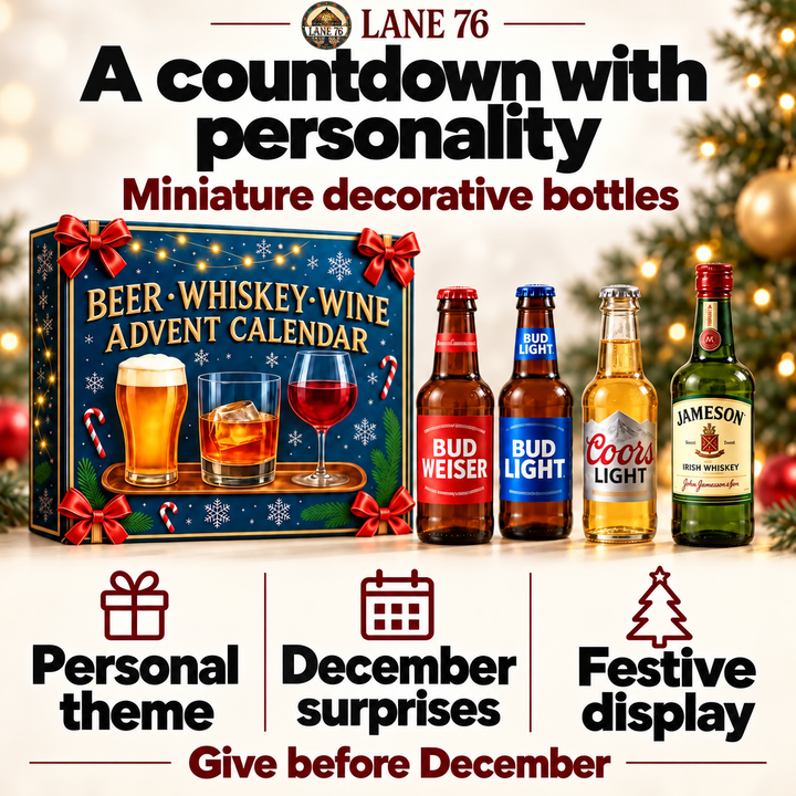 Lane 76 — miniature decorative bottle advent calendar, original product design and colors.