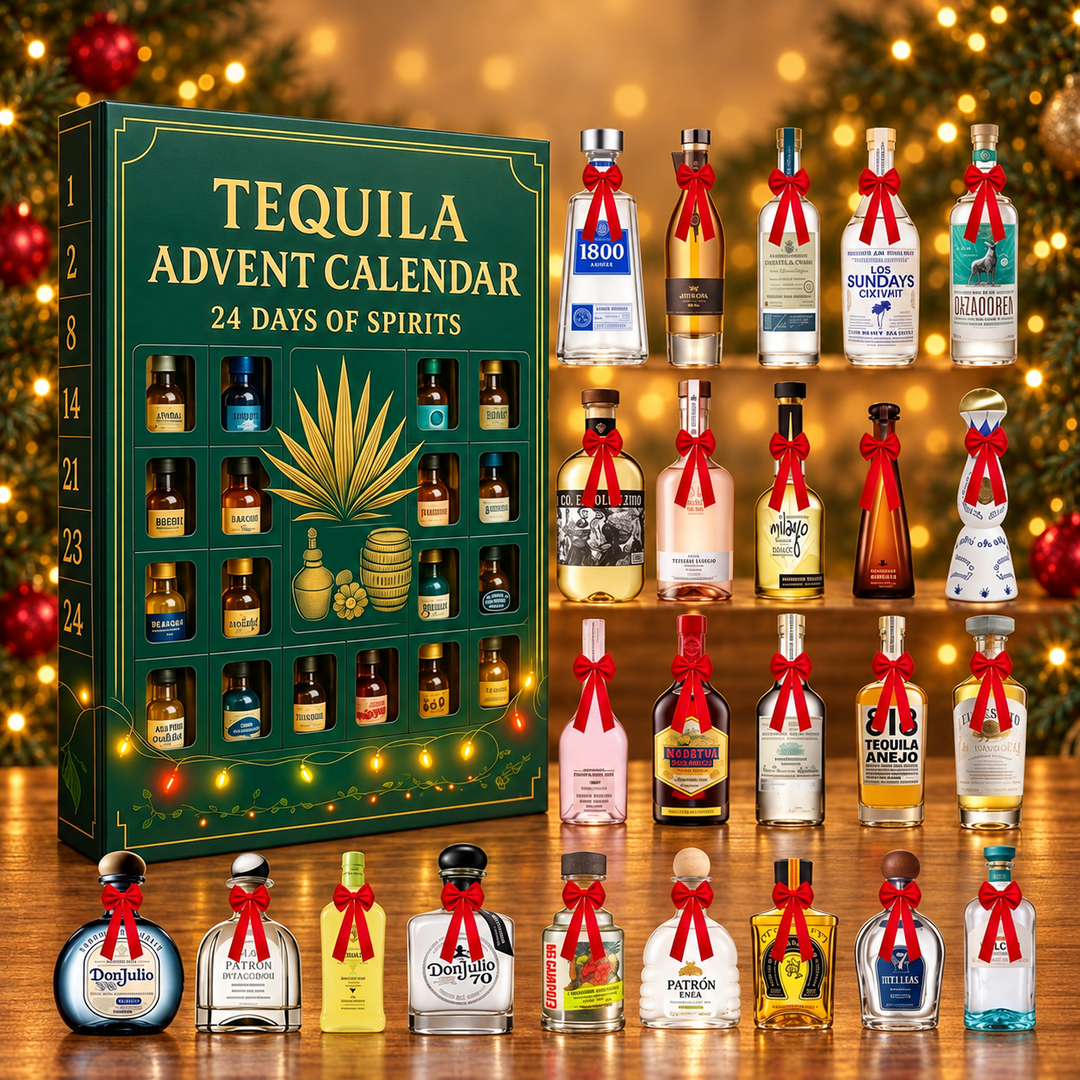 Tequila Miniature Bottle Advent Calendar — Forest Green — product design and miniature decorative bottles.