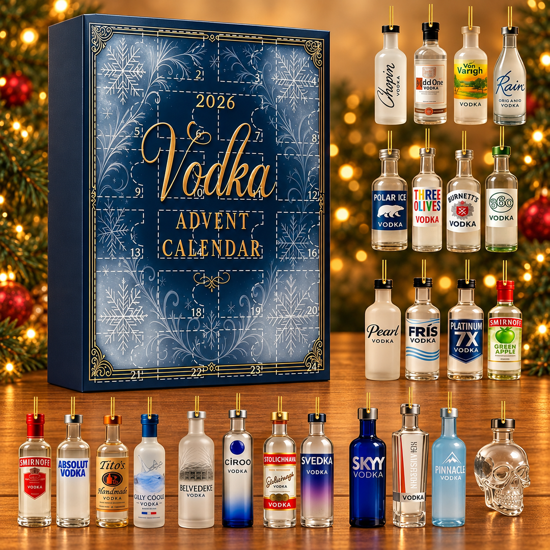 Vodka Miniature Bottle Advent Calendar — product design and miniature decorative bottles.